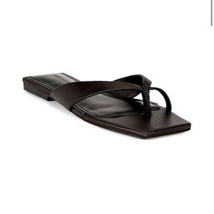 NWT Jonathan Simkhal Black Square Toe leather Sandals